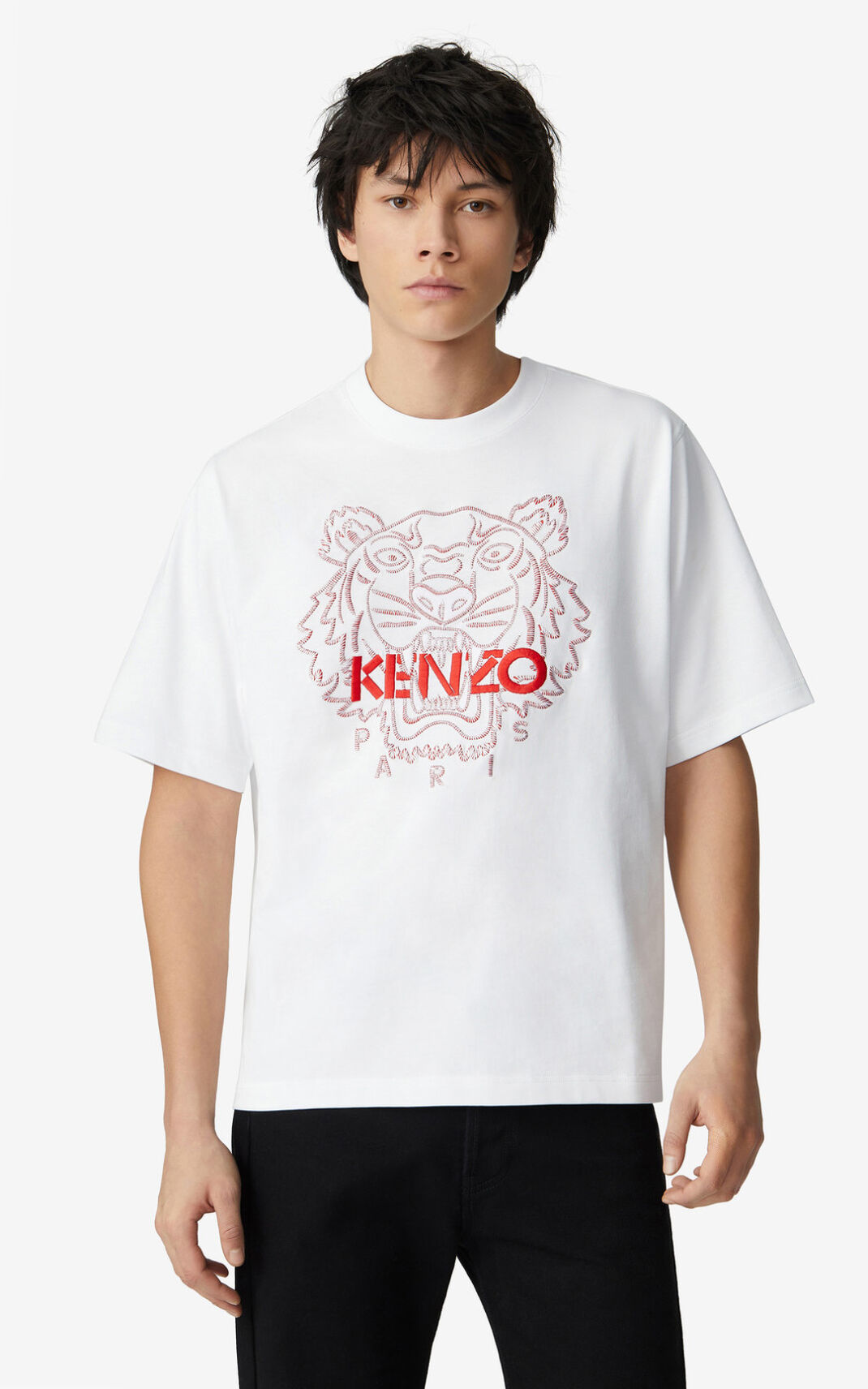 Kenzo Tiger loose fitting μπλουζακια ανδρικα ασπρα | GR640921